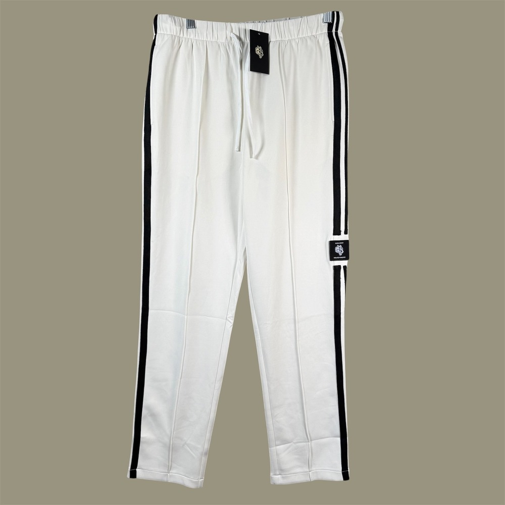 Darc Sport London Track Pant Men Medium Cream Black‎ Stripe Wolves Forever NEW
